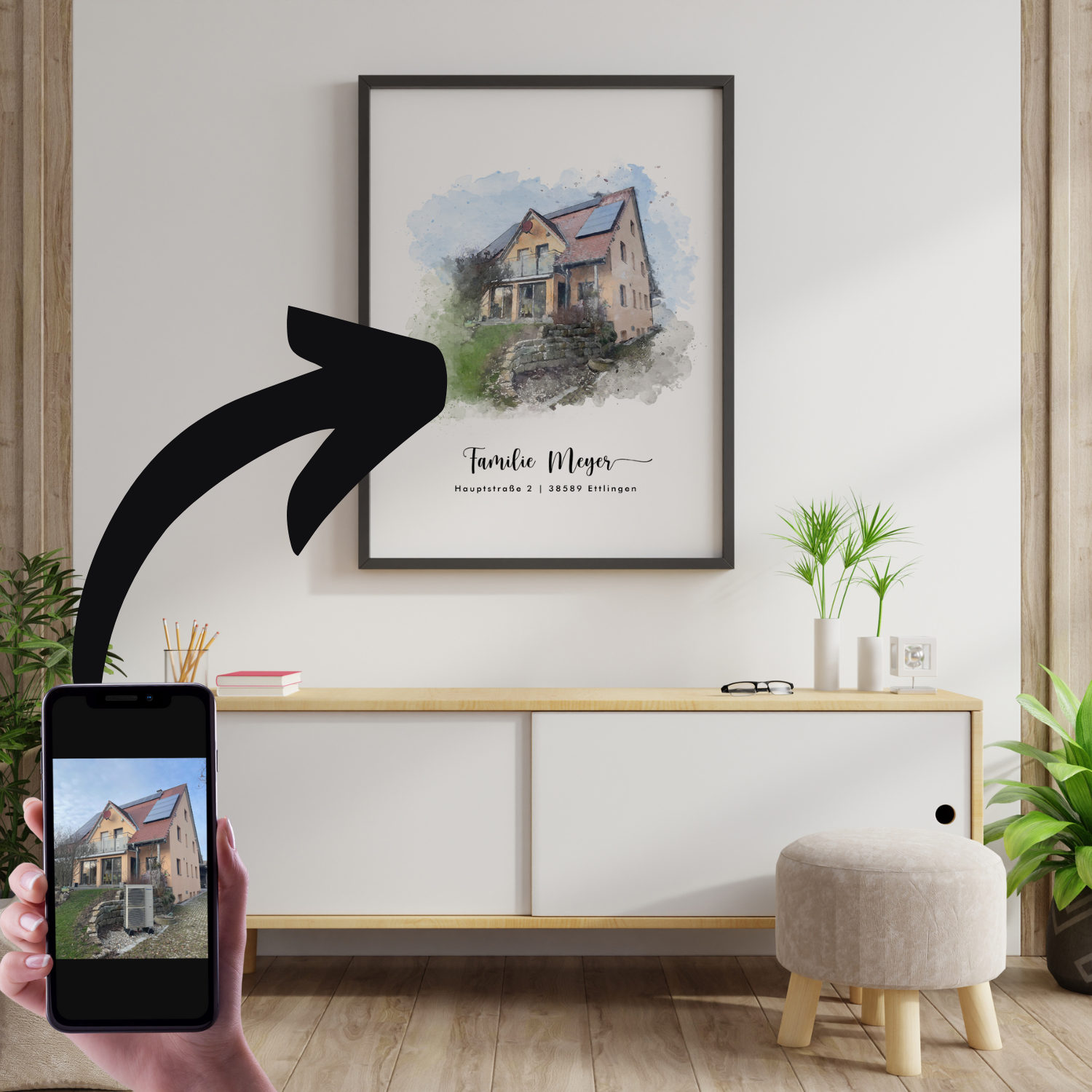 Haus Portrait Aquarell Style