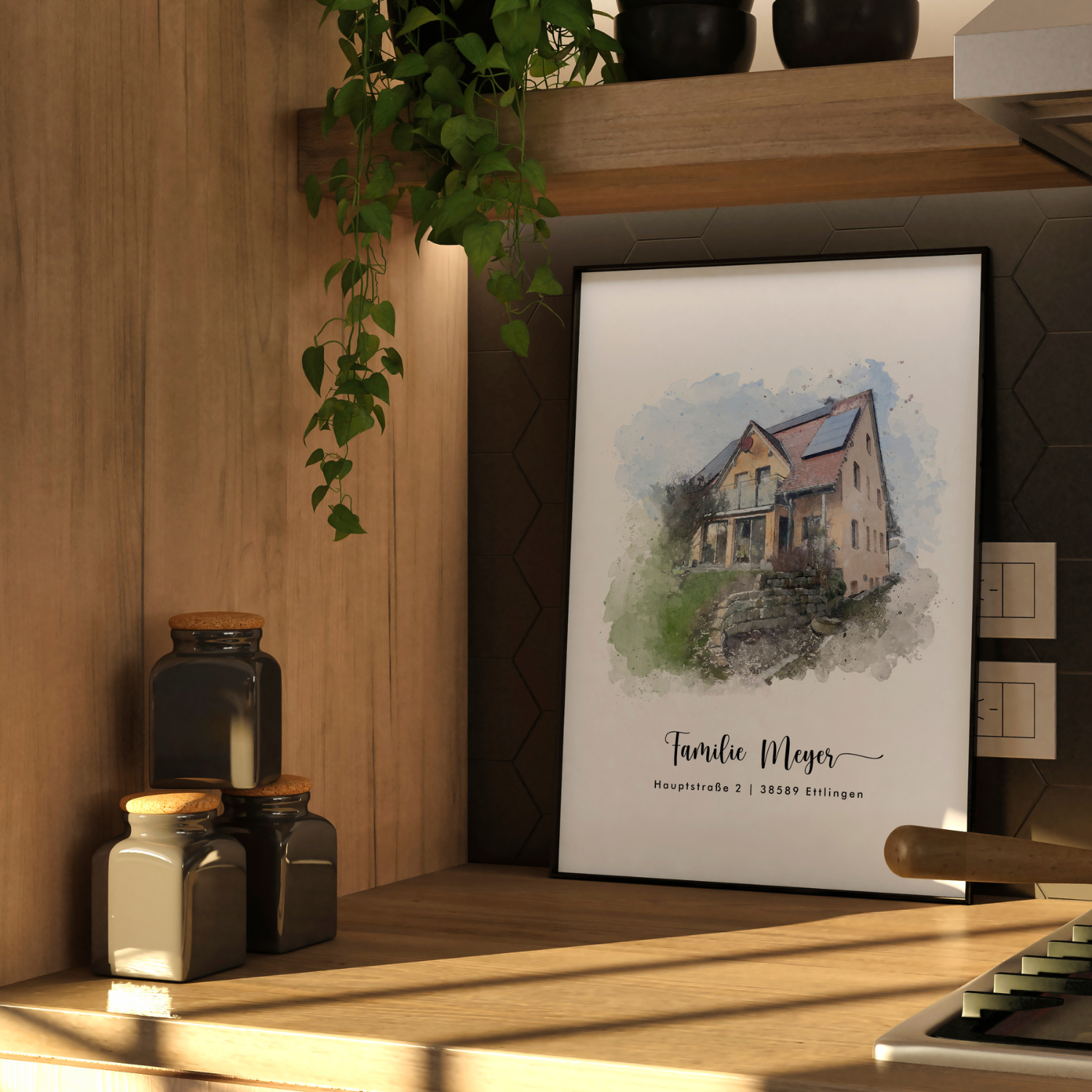 Haus Portrait Aquarell Style