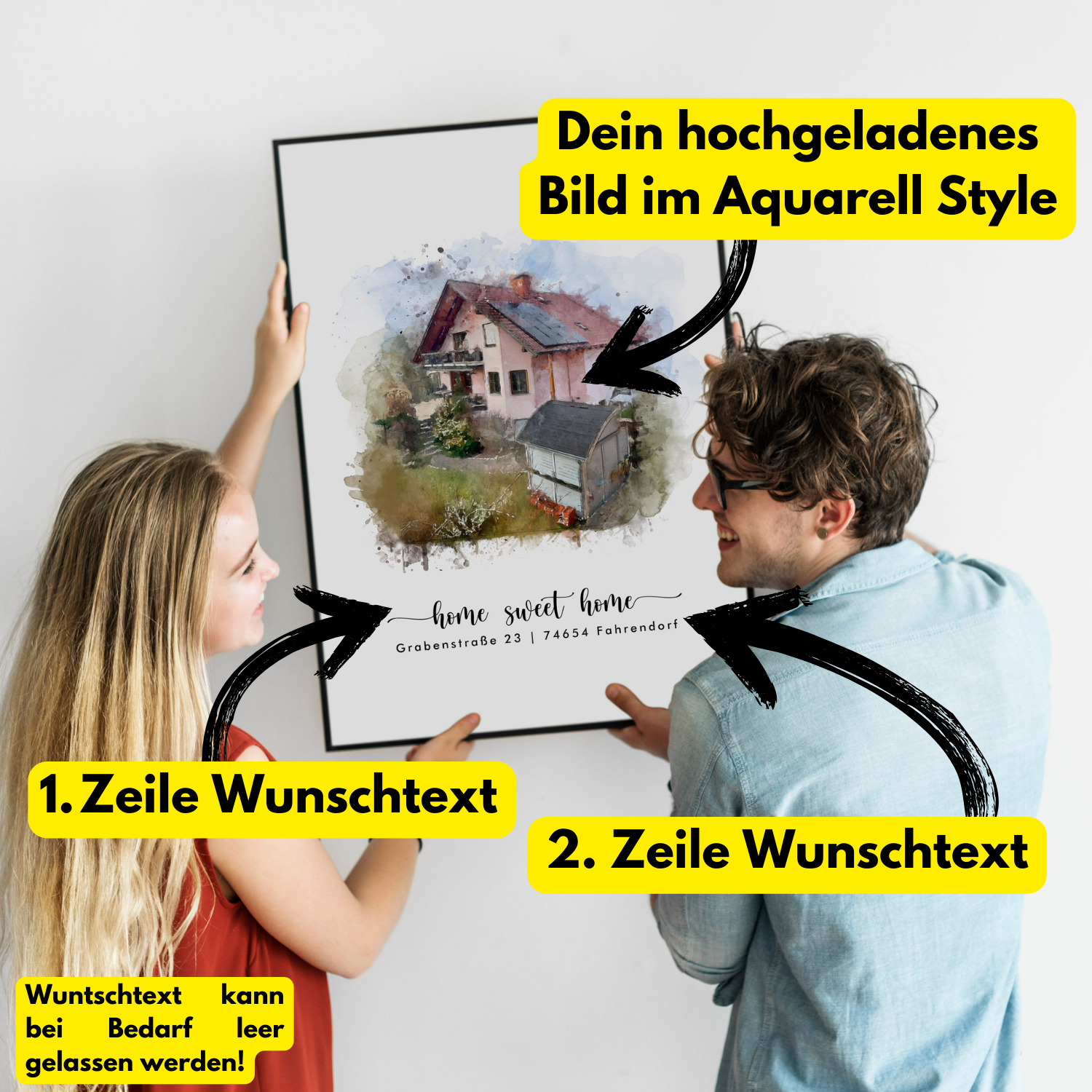 Haus Portrait Aquarell Style