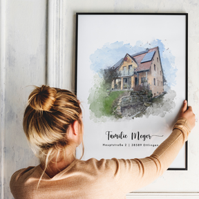 Haus Portrait Aquarell Style