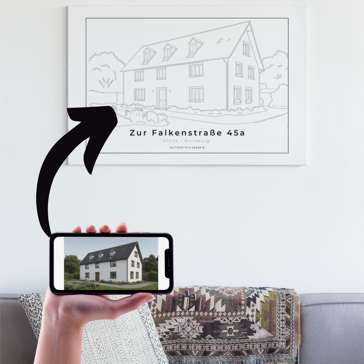Haus Portrait Zeichnung